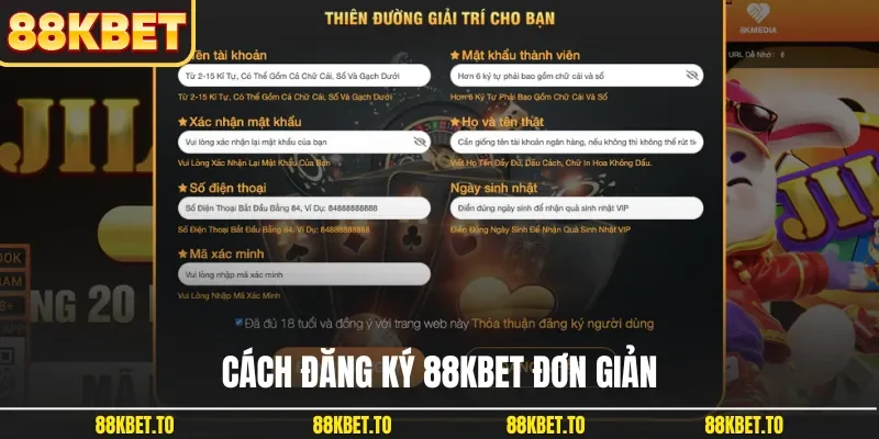 Cách đăng ký 88KBET đơn giản