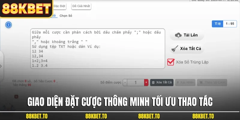 Giao diện đặt cược thông minh tối ưu thao tác