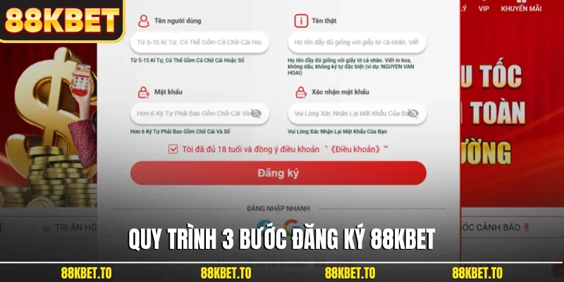 Quy trình 3 bước đăng ký 88KBET