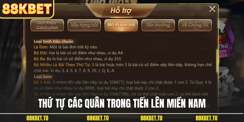 Thứ tự các quân trong tiến lên miền Nam